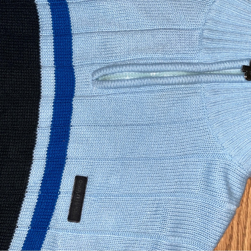 South Pole Light Blue and Black Zip-Up Sweater